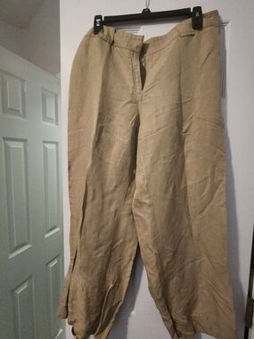 Alfani Women's Khaki Linen-Blend Chinos — Tan- 14W